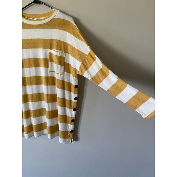 Light Mustard Yellow and White Striped Reborn J Fall Top - Picture 2 of 4